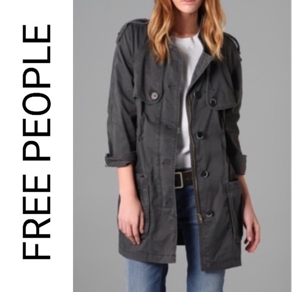 Free People 1970 Utility Trench Military Coat Ladies Small - Picture 15 of 16
